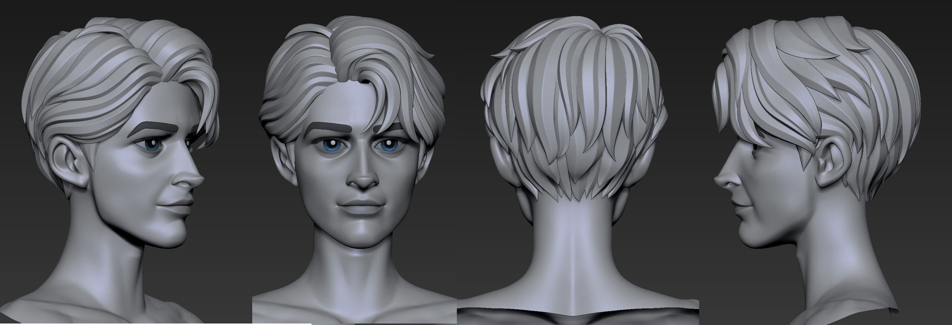 Highpoly and Lowpoly 12 cartoon Stylized Hair package11 Low-poly 3D model_13