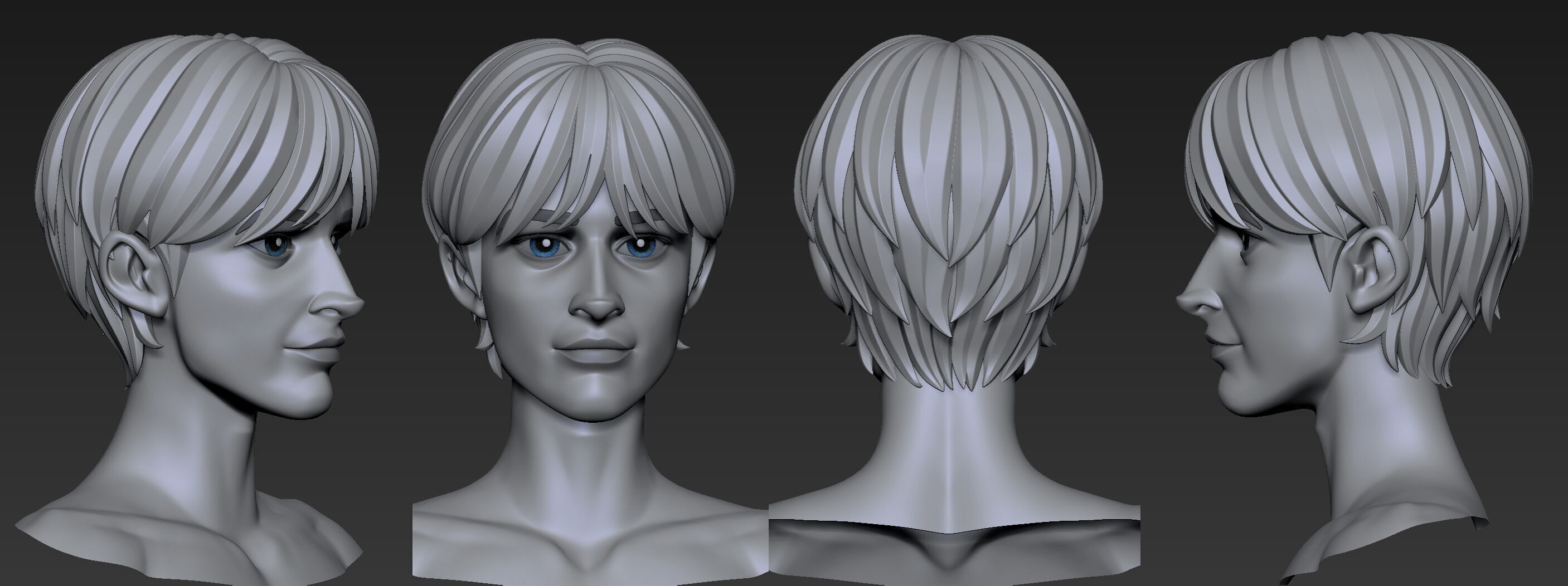 Highpoly and Lowpoly 12 cartoon Stylized Hair package11 Low-poly 3D model_9