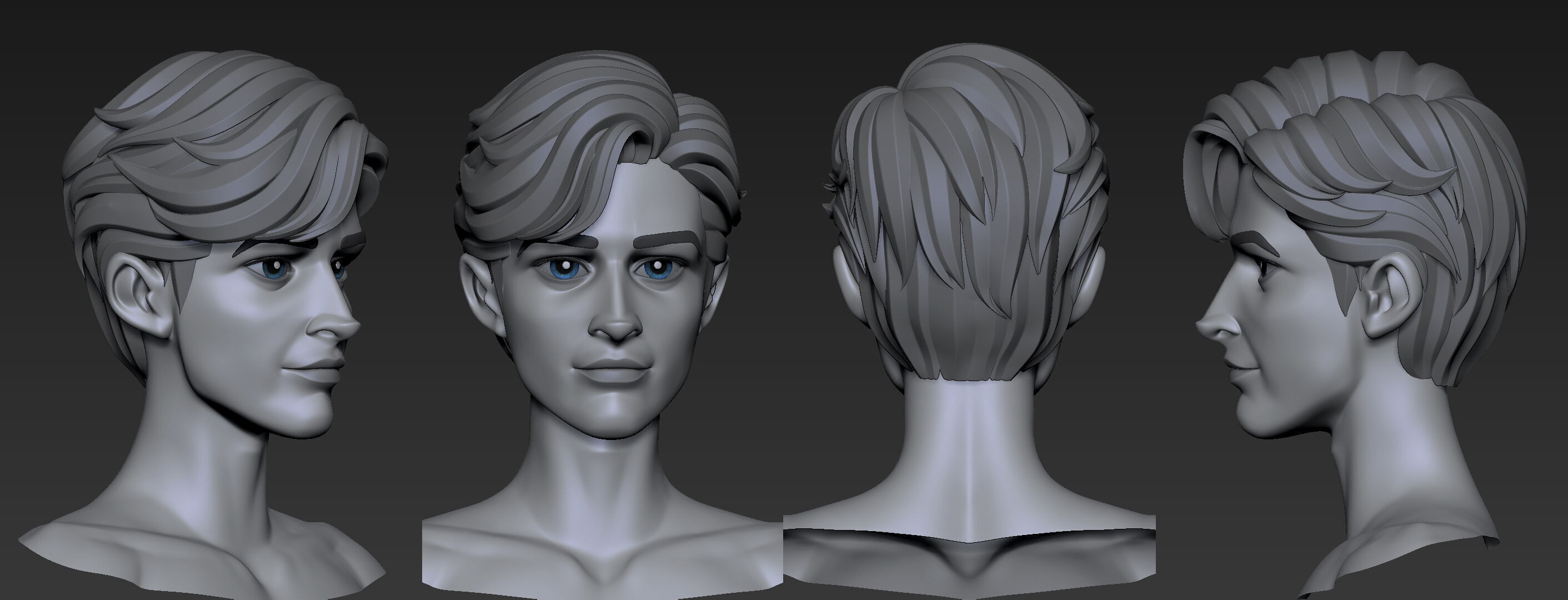 Highpoly and Lowpoly 12 cartoon Stylized Hair package11 Low-poly 3D model_7