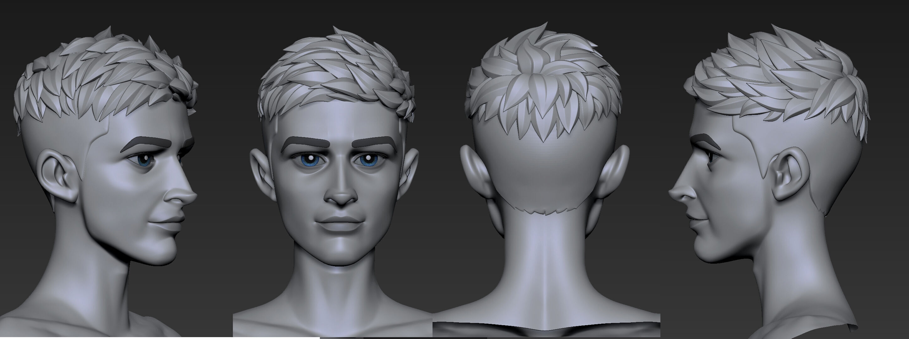 Highpoly and Lowpoly 12 cartoon Stylized Hair package11 Low-poly 3D model_19