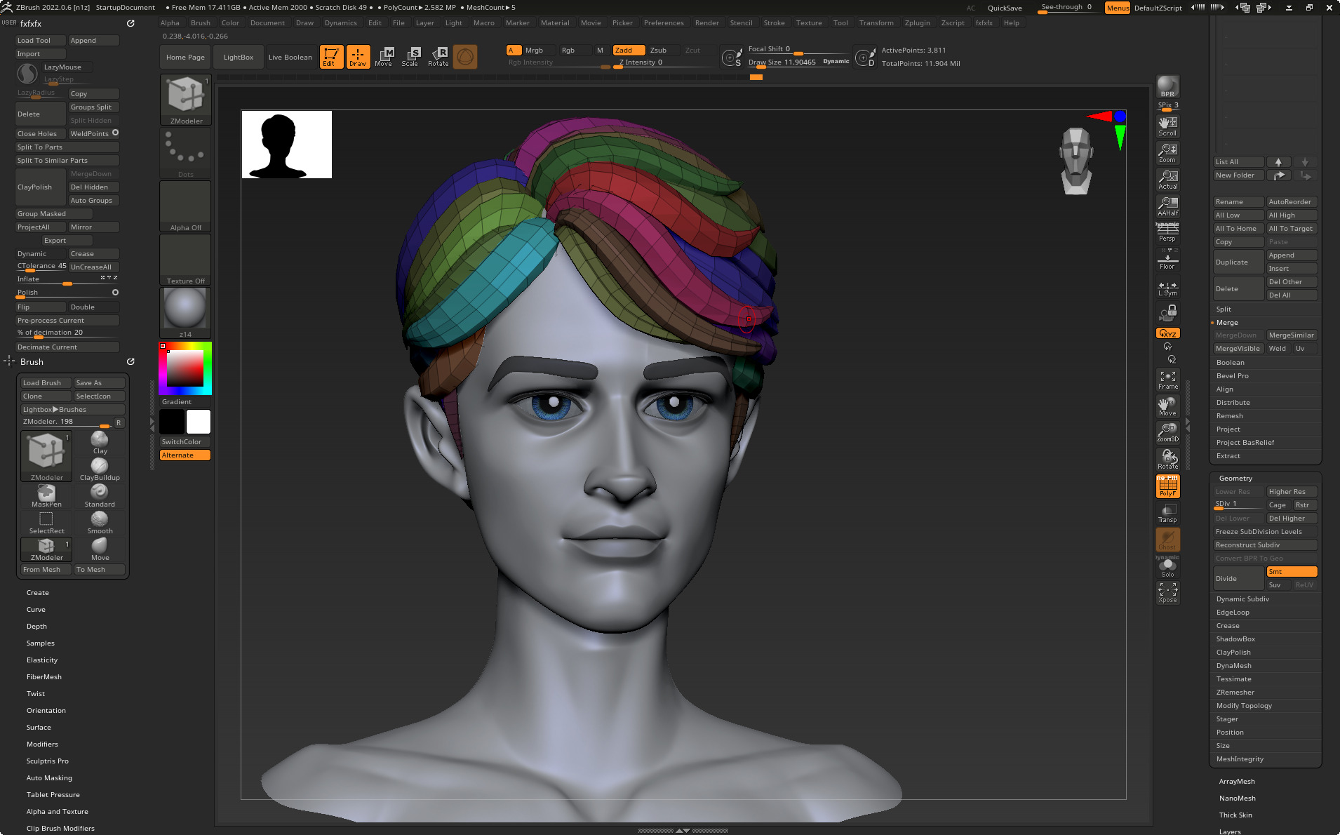 Highpoly and Lowpoly 12 cartoon Stylized Hair package11 Low-poly 3D model_18
