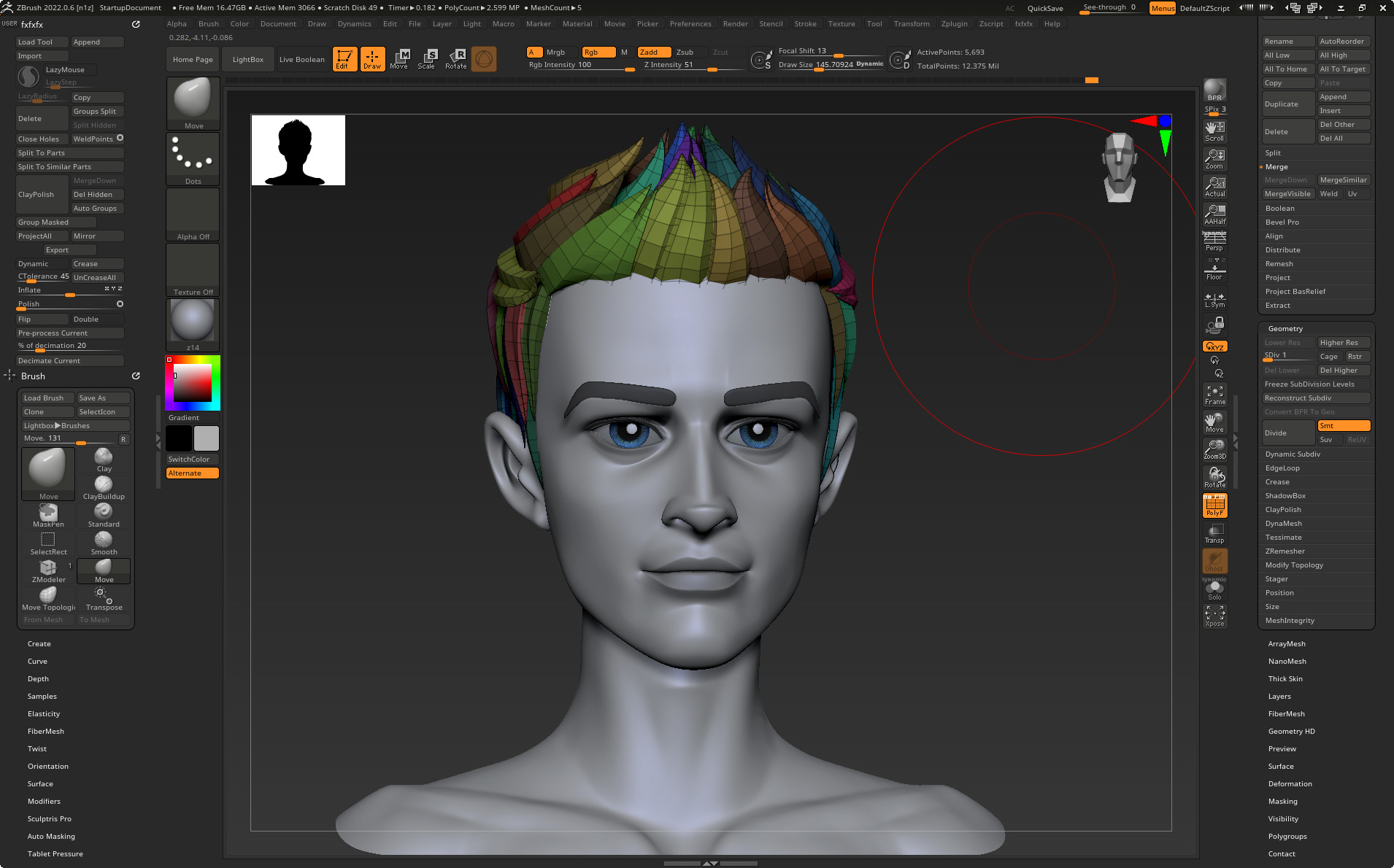 Highpoly and Lowpoly 12 cartoon Stylized Hair package11 Low-poly 3D model_24