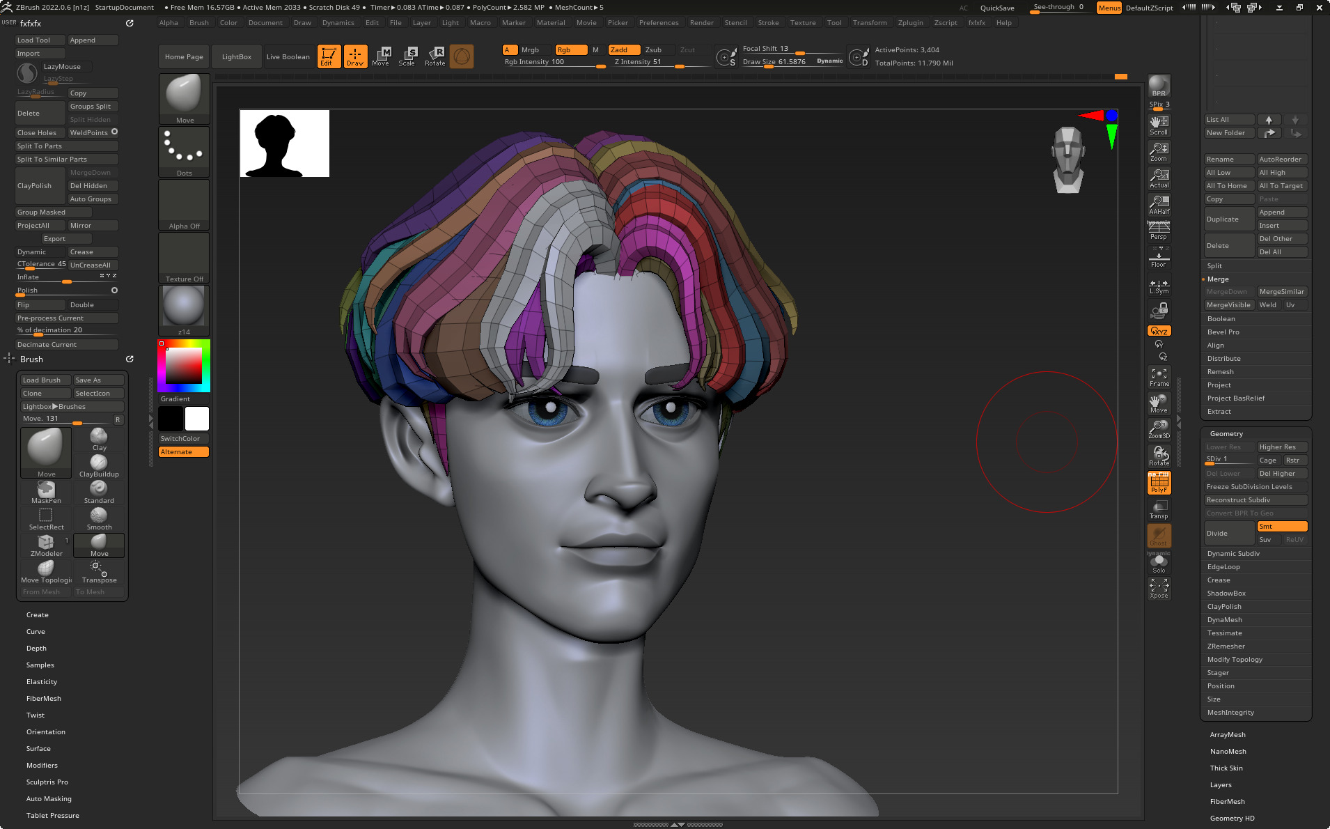 Highpoly and Lowpoly 12 cartoon Stylized Hair package11 Low-poly 3D model_22