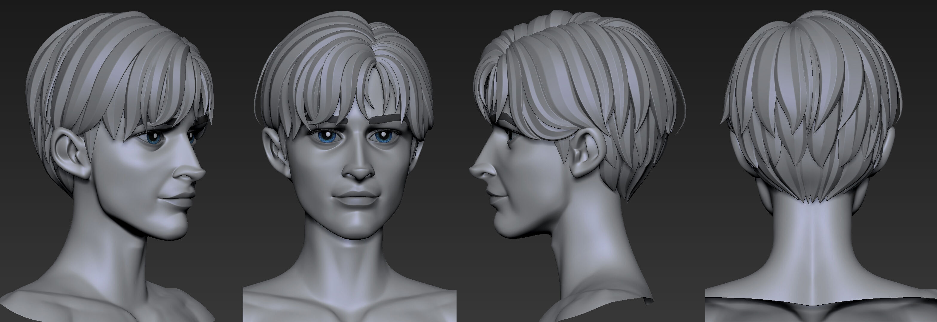 Highpoly and Lowpoly 12 cartoon Stylized Hair package11 Low-poly 3D model_15