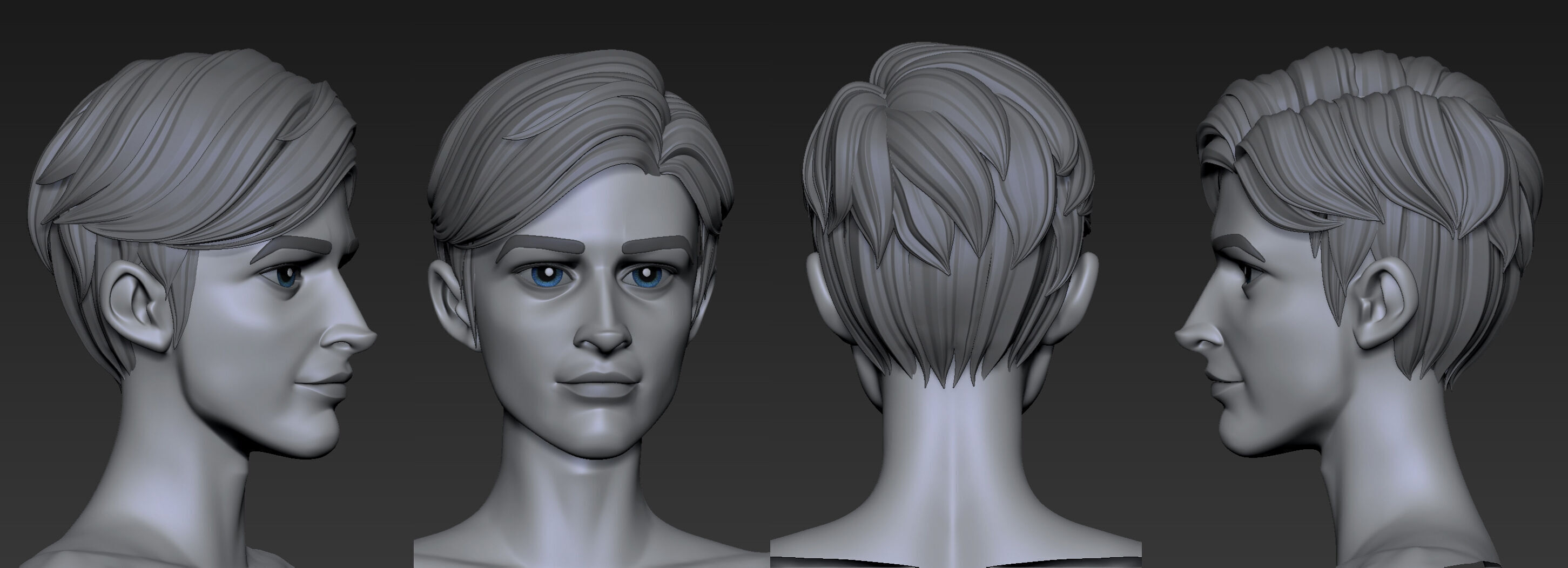 Highpoly and Lowpoly 12 cartoon Stylized Hair package11 Low-poly 3D model_1