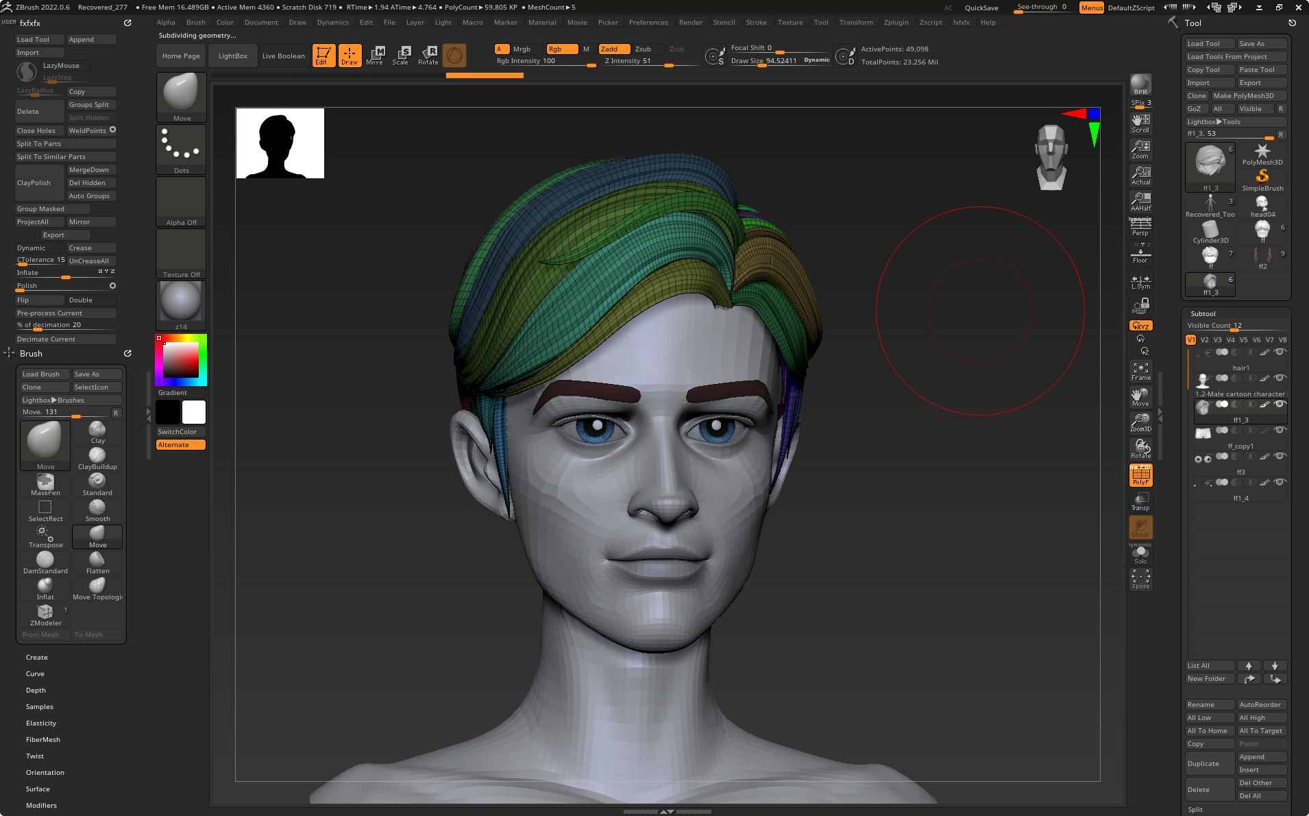 Highpoly and Lowpoly 12 cartoon Stylized Hair package11 Low-poly 3D model_2