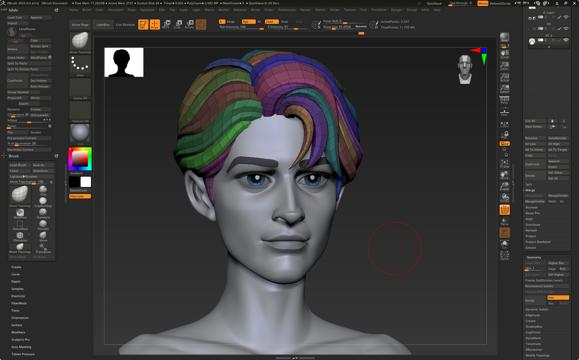 Highpoly and Lowpoly 12 cartoon Stylized Hair package11 Low-poly 3D model_14