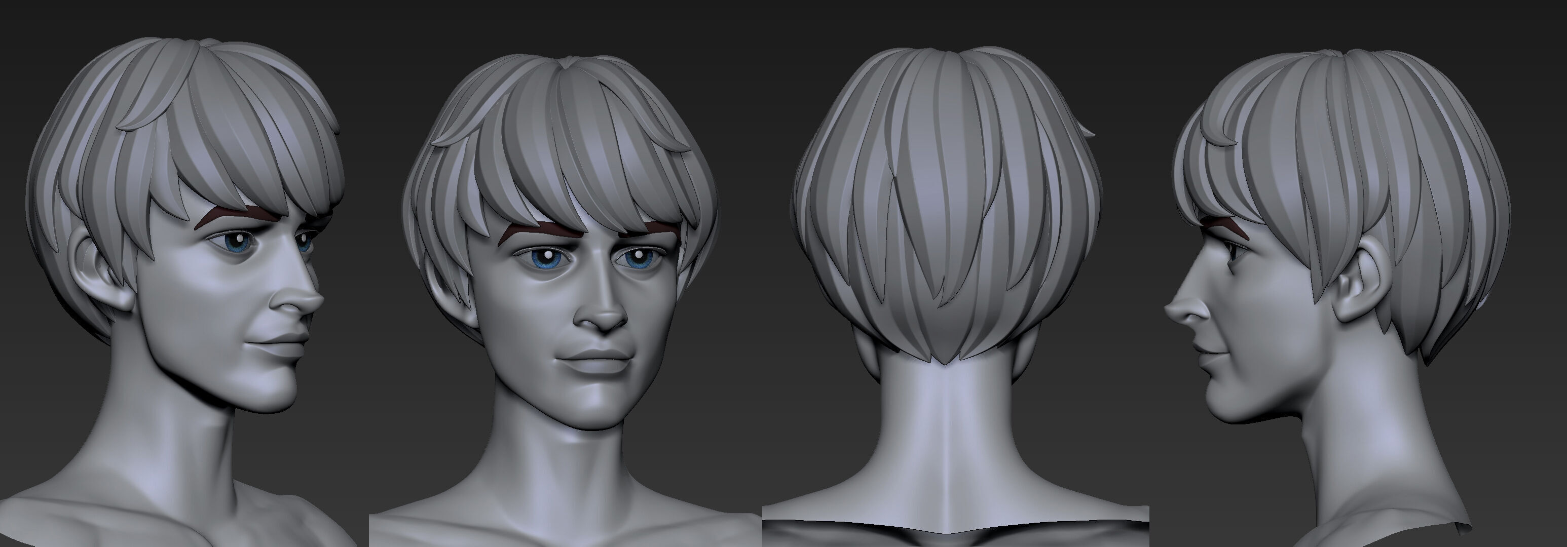 Highpoly and Lowpoly 12 cartoon Stylized Hair package11 Low-poly 3D model_11