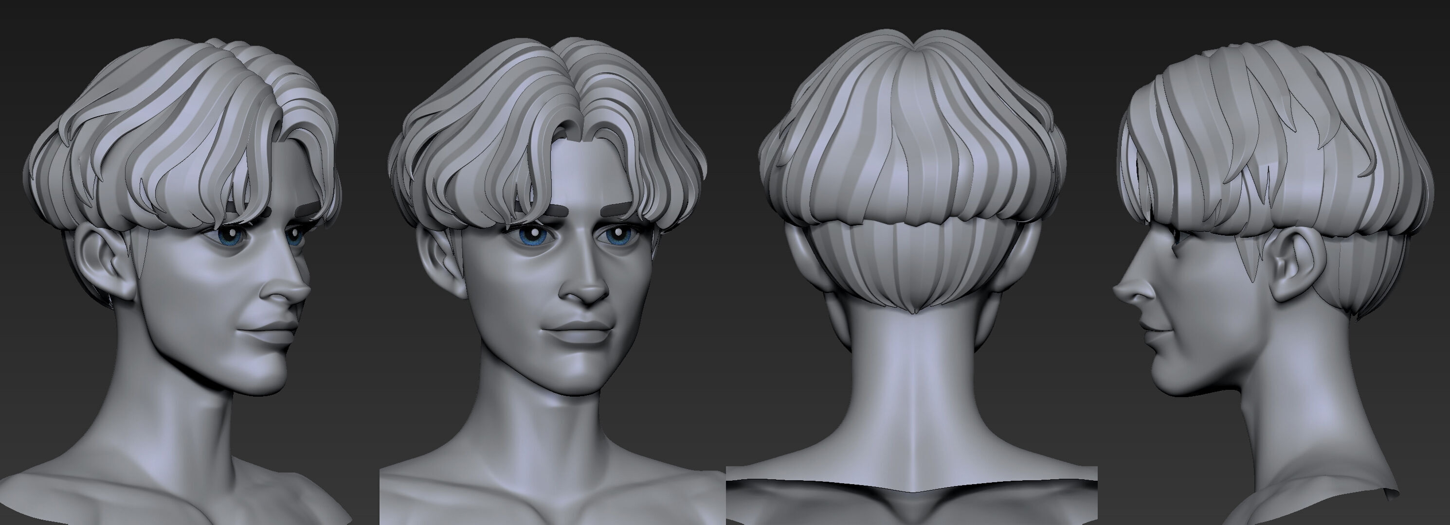 Highpoly and Lowpoly 12 cartoon Stylized Hair package11 Low-poly 3D model_21