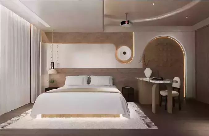 Residence Quiet Homestay Hotel Room 3D model
