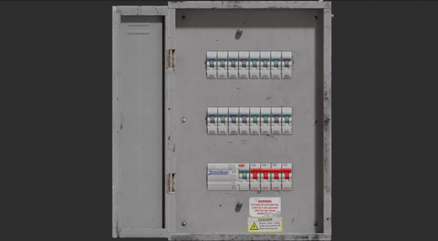 Rigged Power Box 3D Model Animated Utility Prop Low-poly 3D model_3