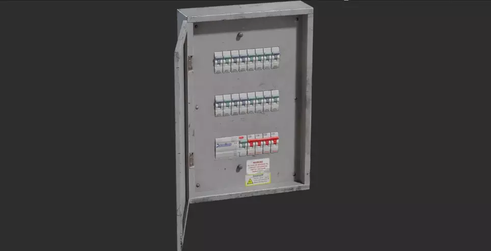 Rigged Power Box 3D Model Animated Utility Prop Low-poly 3D model_0