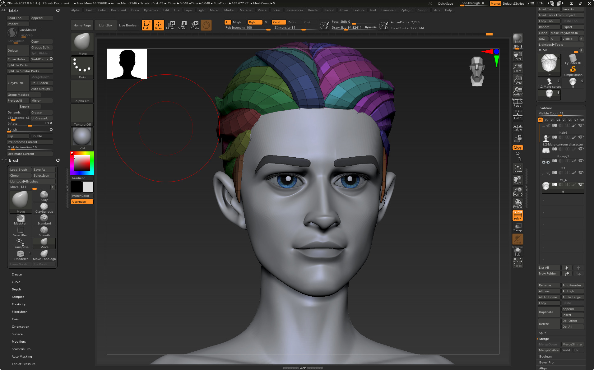 Highpoly and Lowpoly 12 cartoon Stylized Hair package 12 Low-poly 3D model_20