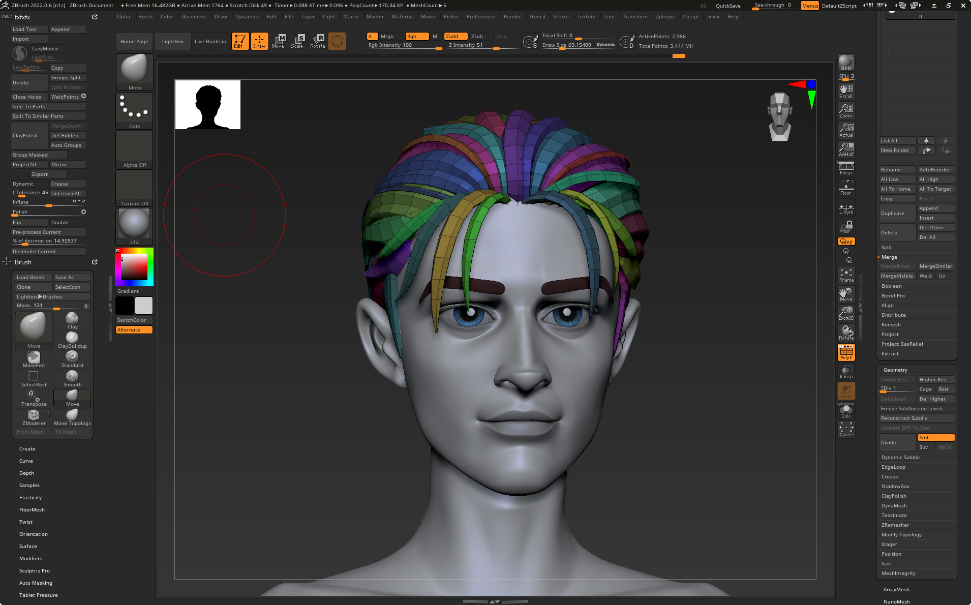 Highpoly and Lowpoly 12 cartoon Stylized Hair package 12 Low-poly 3D model_12