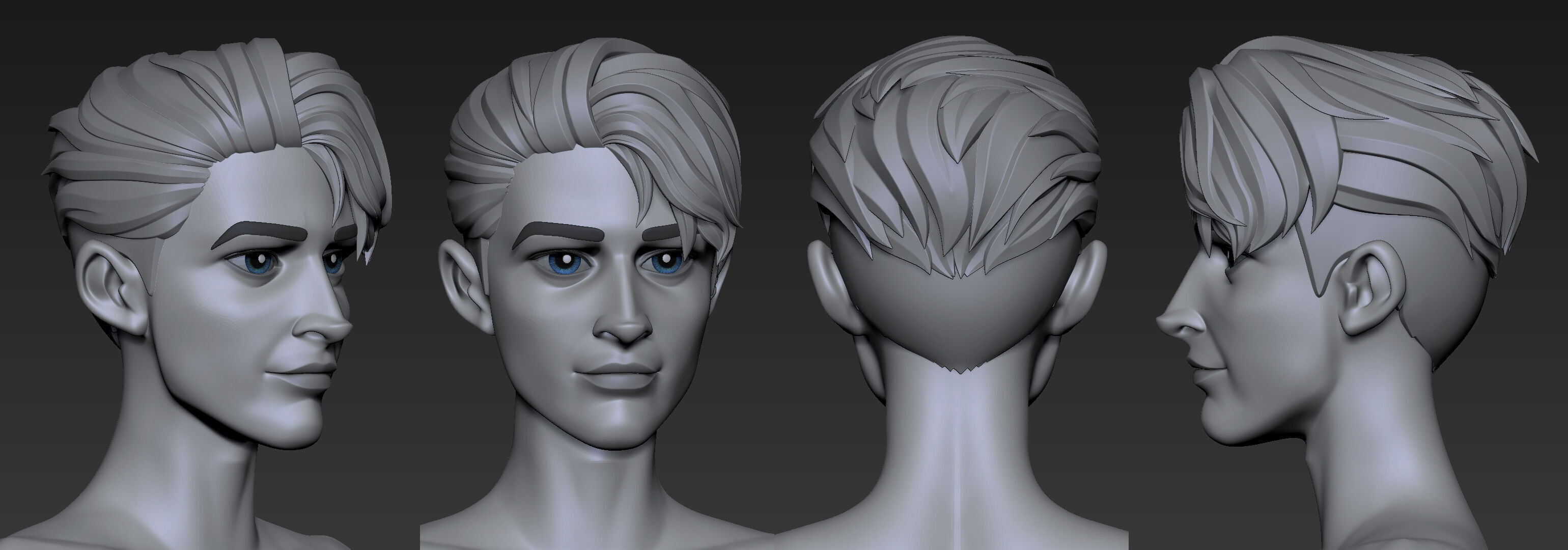 Highpoly and Lowpoly 12 cartoon Stylized Hair package 12 Low-poly 3D model_21