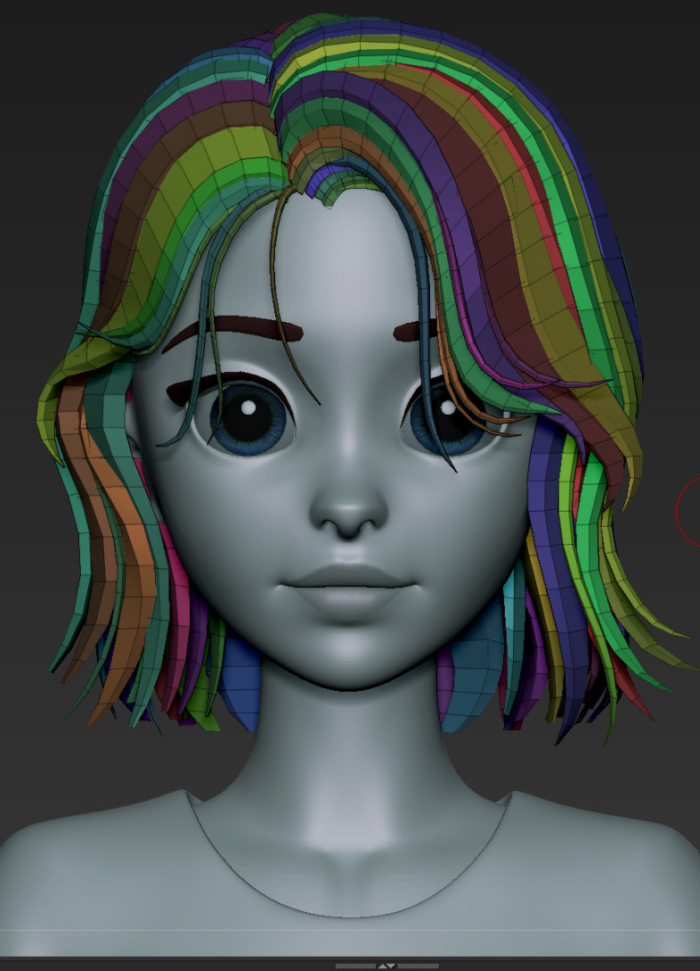  Highpoly and Lowpoly 12 cartoon Stylized Hair package 13 Low-poly 3D model_22