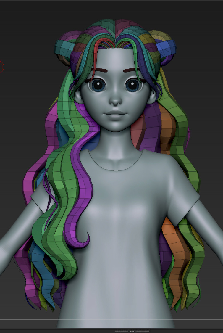  Highpoly and Lowpoly 12 cartoon Stylized Hair package 13 Low-poly 3D model_12