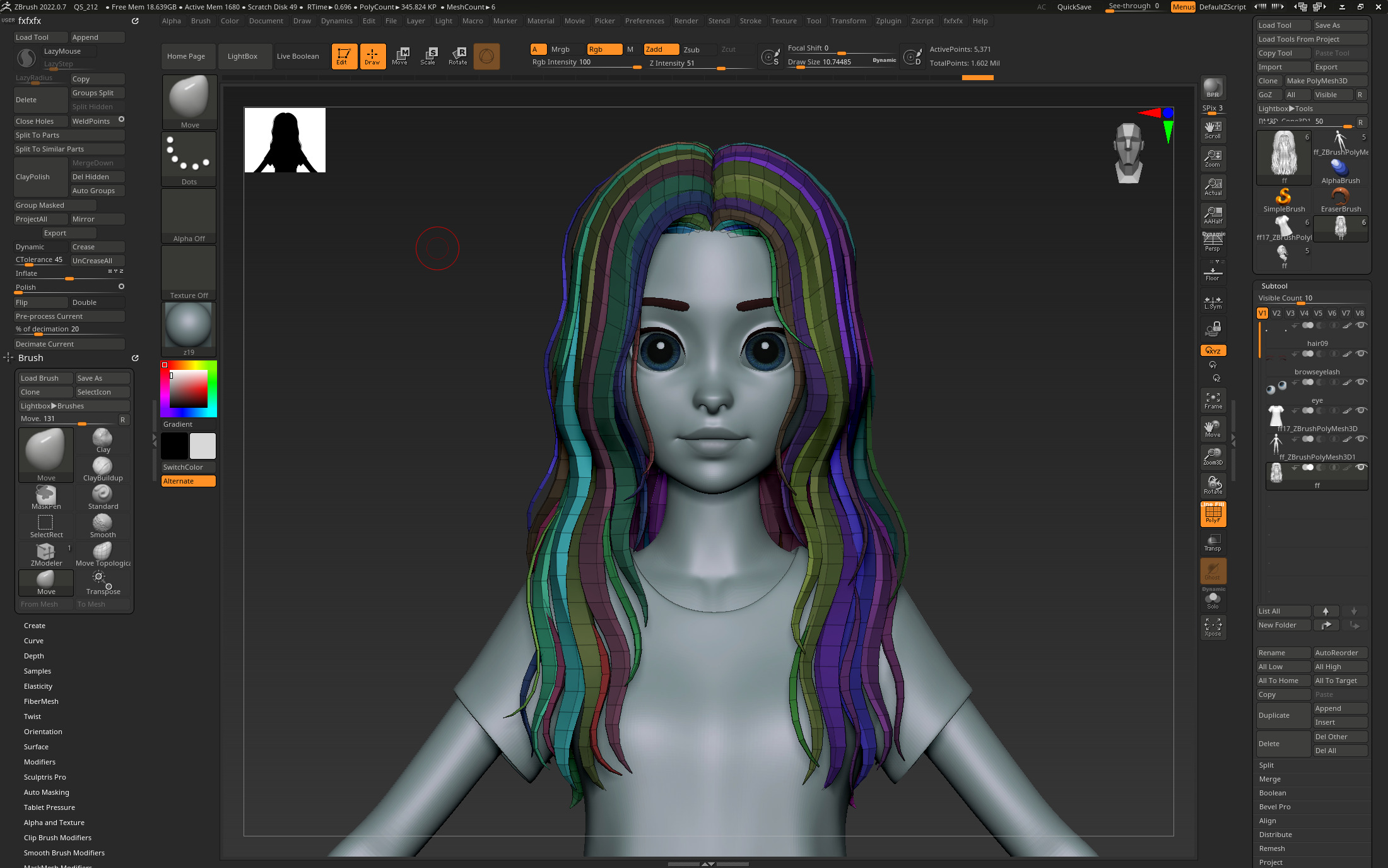  Highpoly and Lowpoly 12 cartoon Stylized Hair package 13 Low-poly 3D model_4