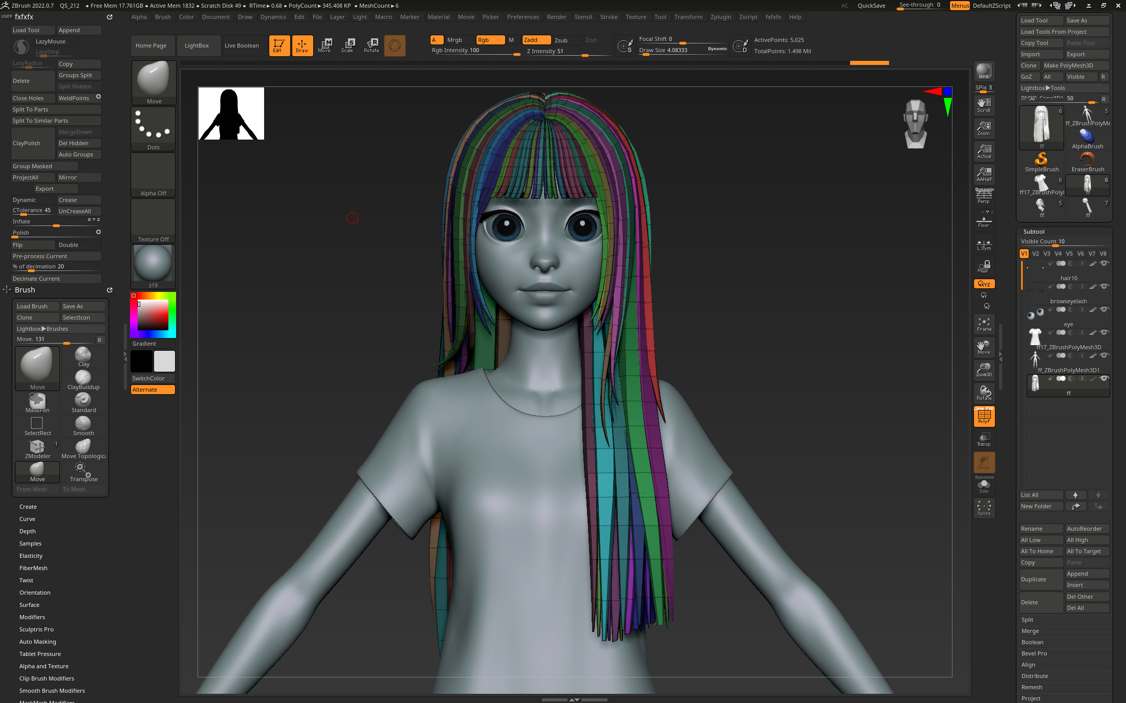  Highpoly and Lowpoly 12 cartoon Stylized Hair package 13 Low-poly 3D model_6