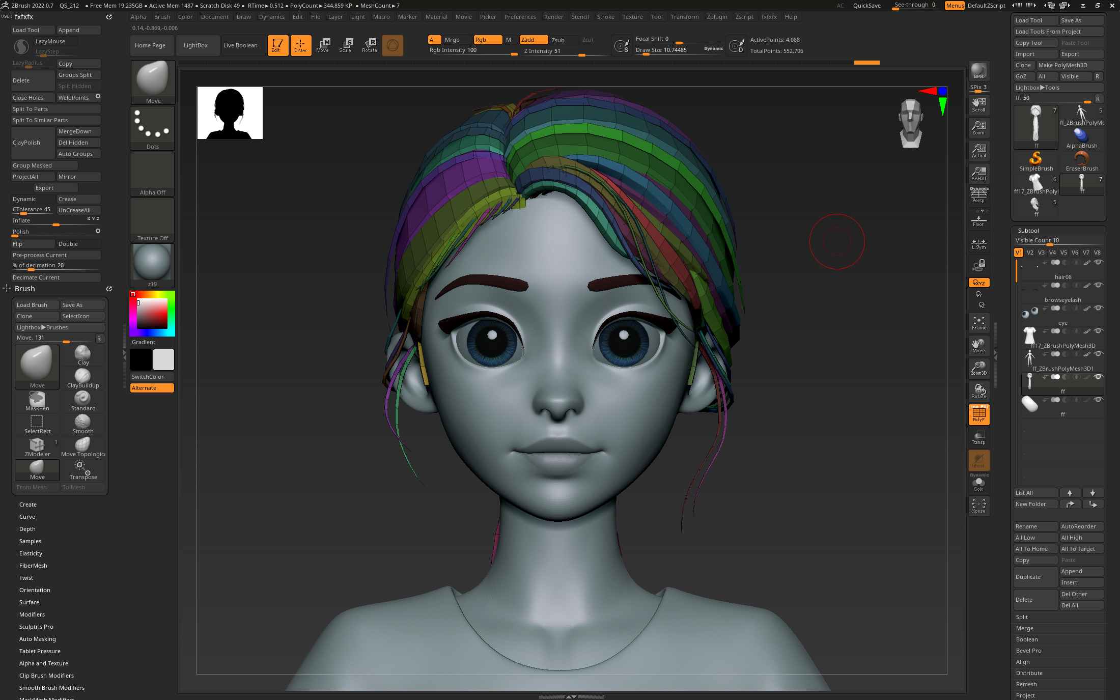  Highpoly and Lowpoly 12 cartoon Stylized Hair package 13 Low-poly 3D model_24
