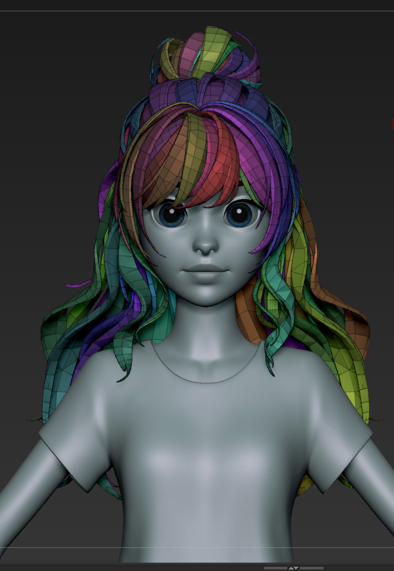  Highpoly and Lowpoly 12 cartoon Stylized Hair package 13 Low-poly 3D model_2