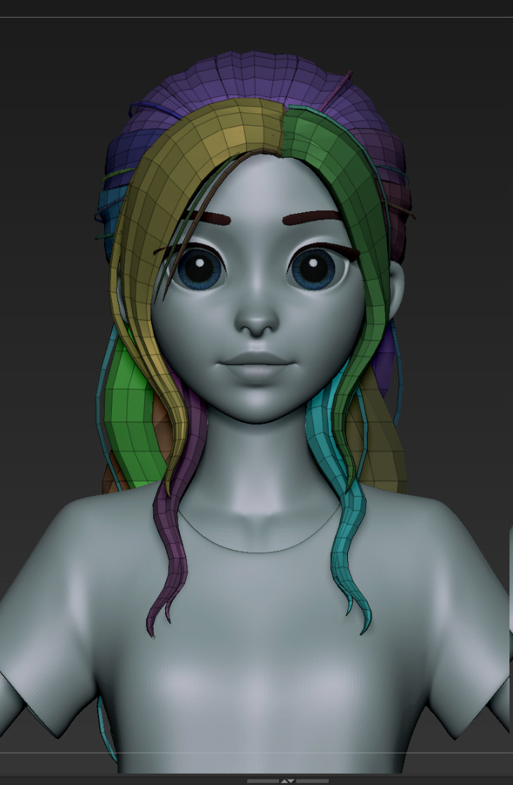  Highpoly and Lowpoly 12 cartoon Stylized Hair package 13 Low-poly 3D model_10
