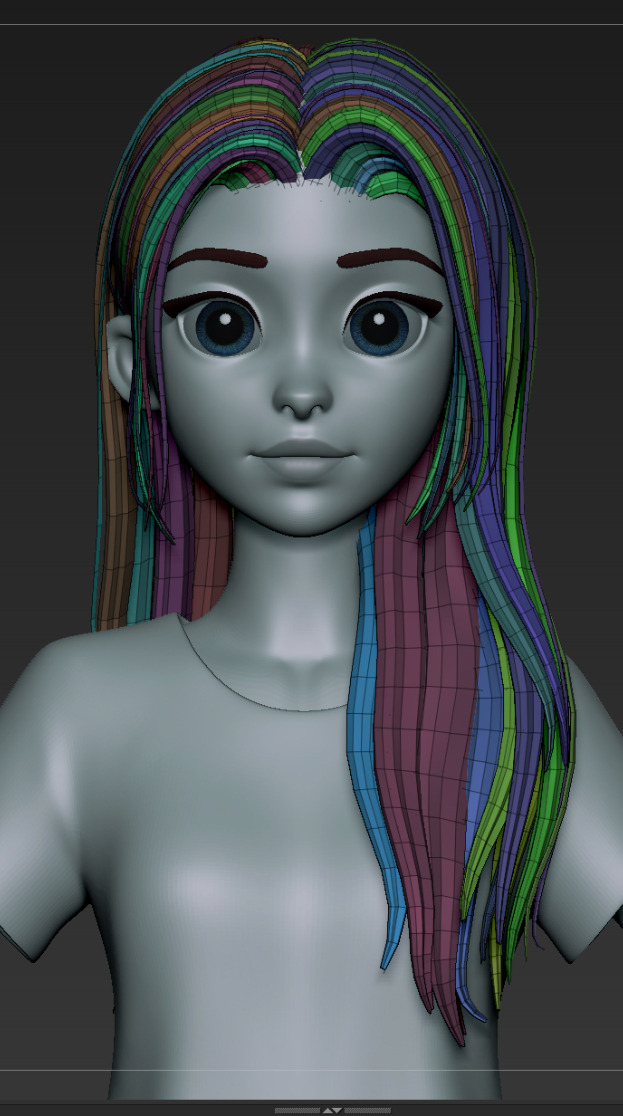  Highpoly and Lowpoly 12 cartoon Stylized Hair package 13 Low-poly 3D model_14