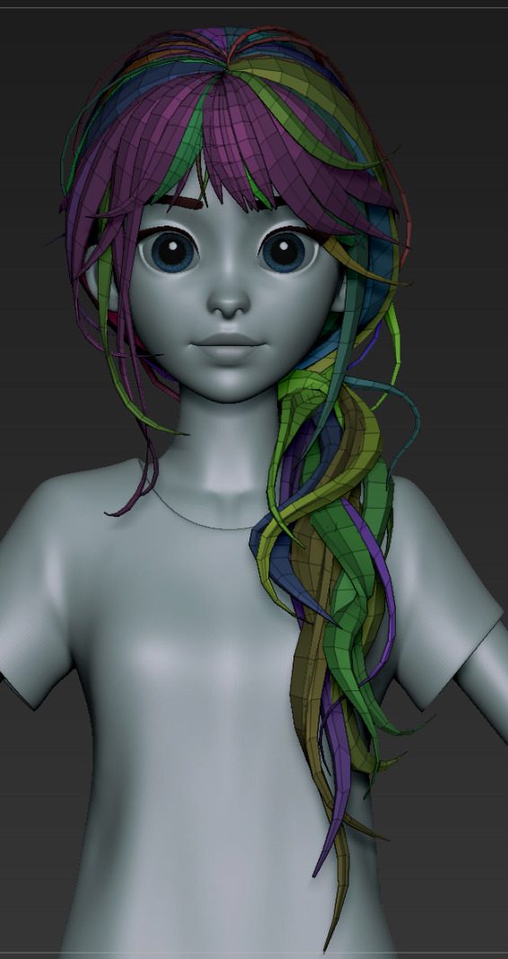  Highpoly and Lowpoly 12 cartoon Stylized Hair package 13 Low-poly 3D model_18