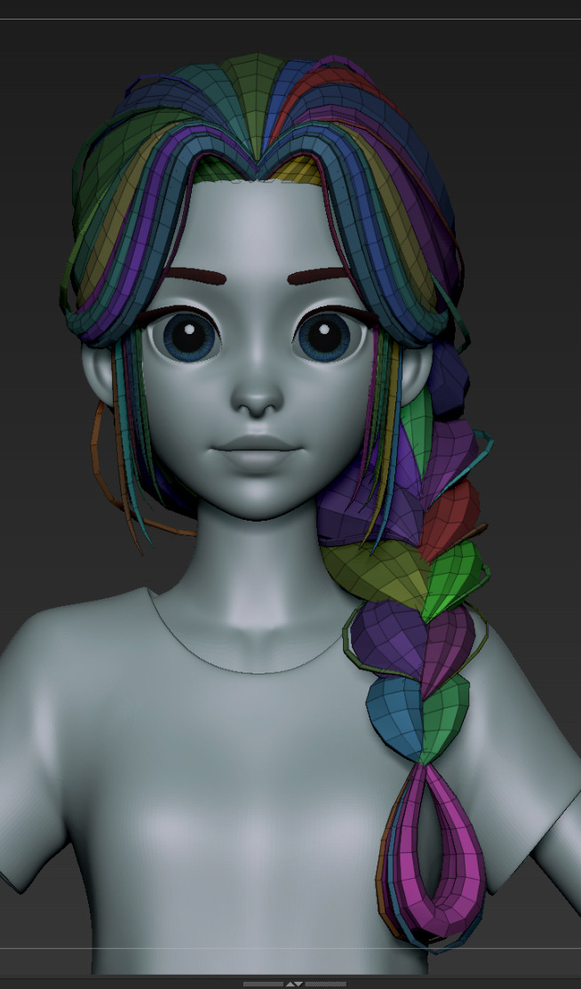  Highpoly and Lowpoly 12 cartoon Stylized Hair package 13 Low-poly 3D model_16