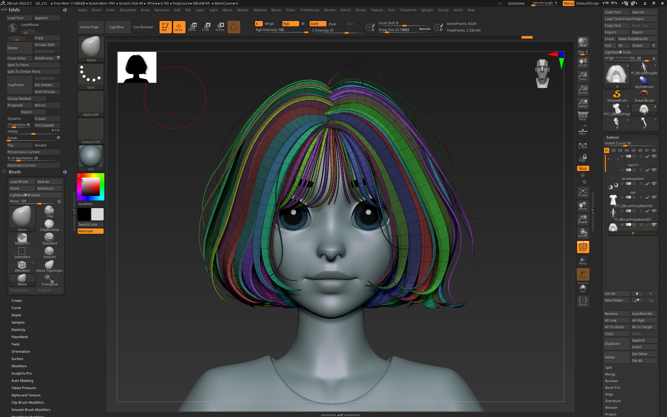  Highpoly and Lowpoly 12 cartoon Stylized Hair package 13 Low-poly 3D model_8