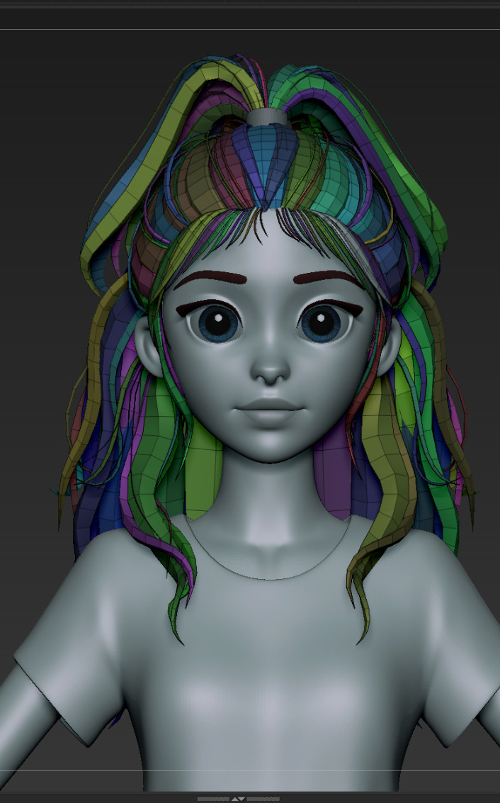  Highpoly and Lowpoly 12 cartoon Stylized Hair package 13 Low-poly 3D model_20