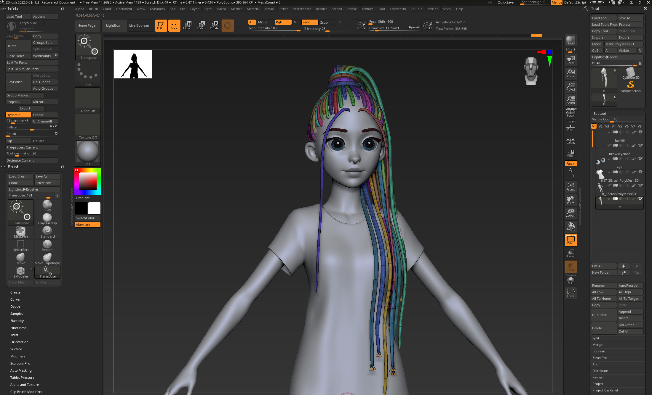 Highpoly and Lowpoly 12 cartoon Stylized Hair package14 Low-poly 3D model_18