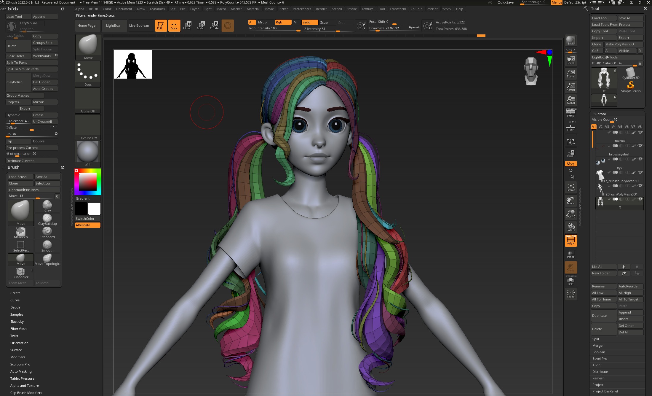 Highpoly and Lowpoly 12 cartoon Stylized Hair package14 Low-poly 3D model_17
