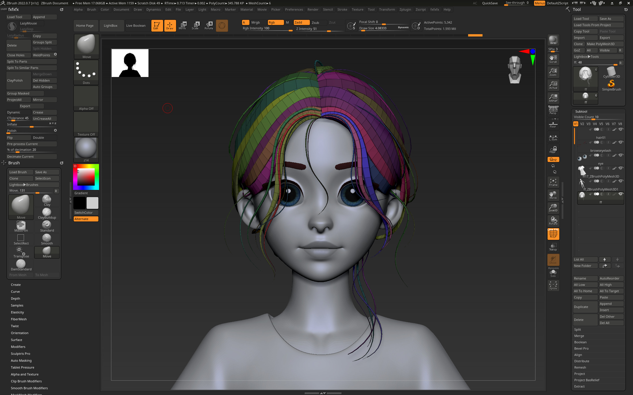 Highpoly and Lowpoly 12 cartoon Stylized Hair package14 Low-poly 3D model_2