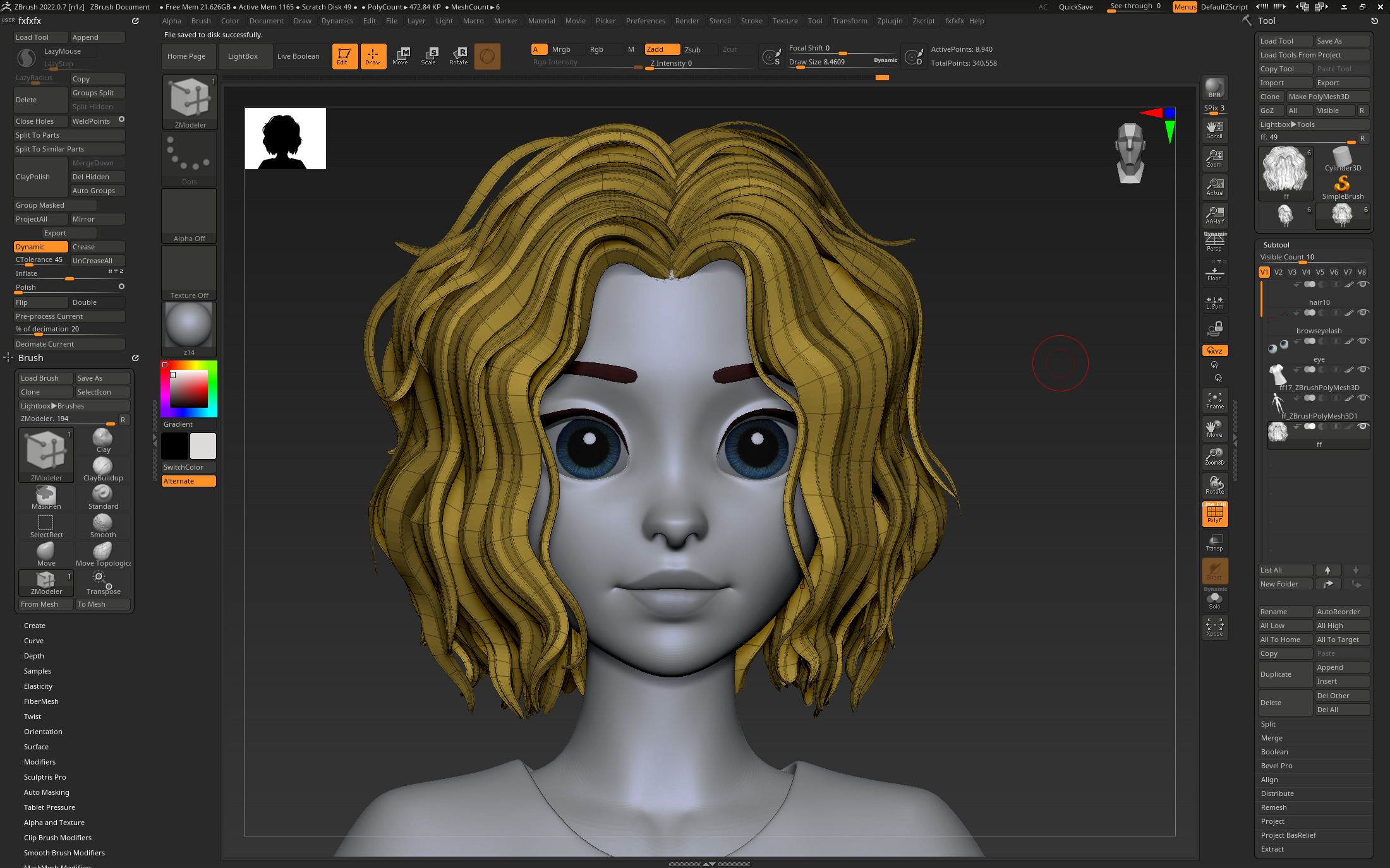 Highpoly and Lowpoly 12 cartoon Stylized Hair package14 Low-poly 3D model_4