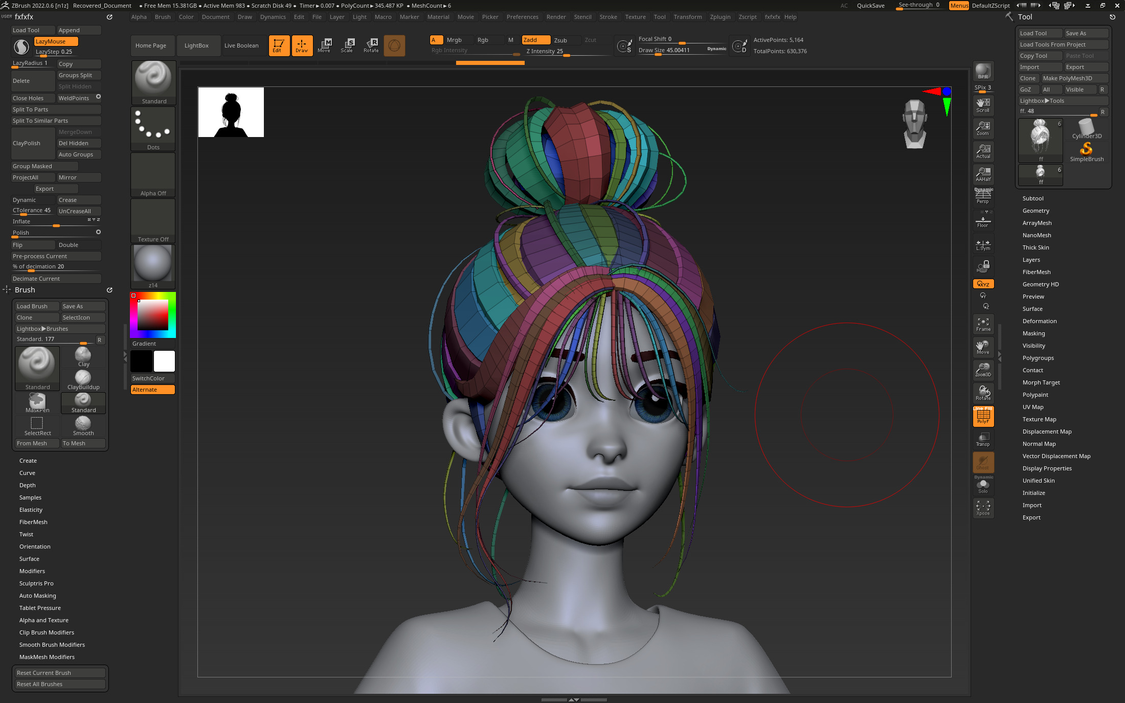 Highpoly and Lowpoly 12 cartoon Stylized Hair package14 Low-poly 3D model_10