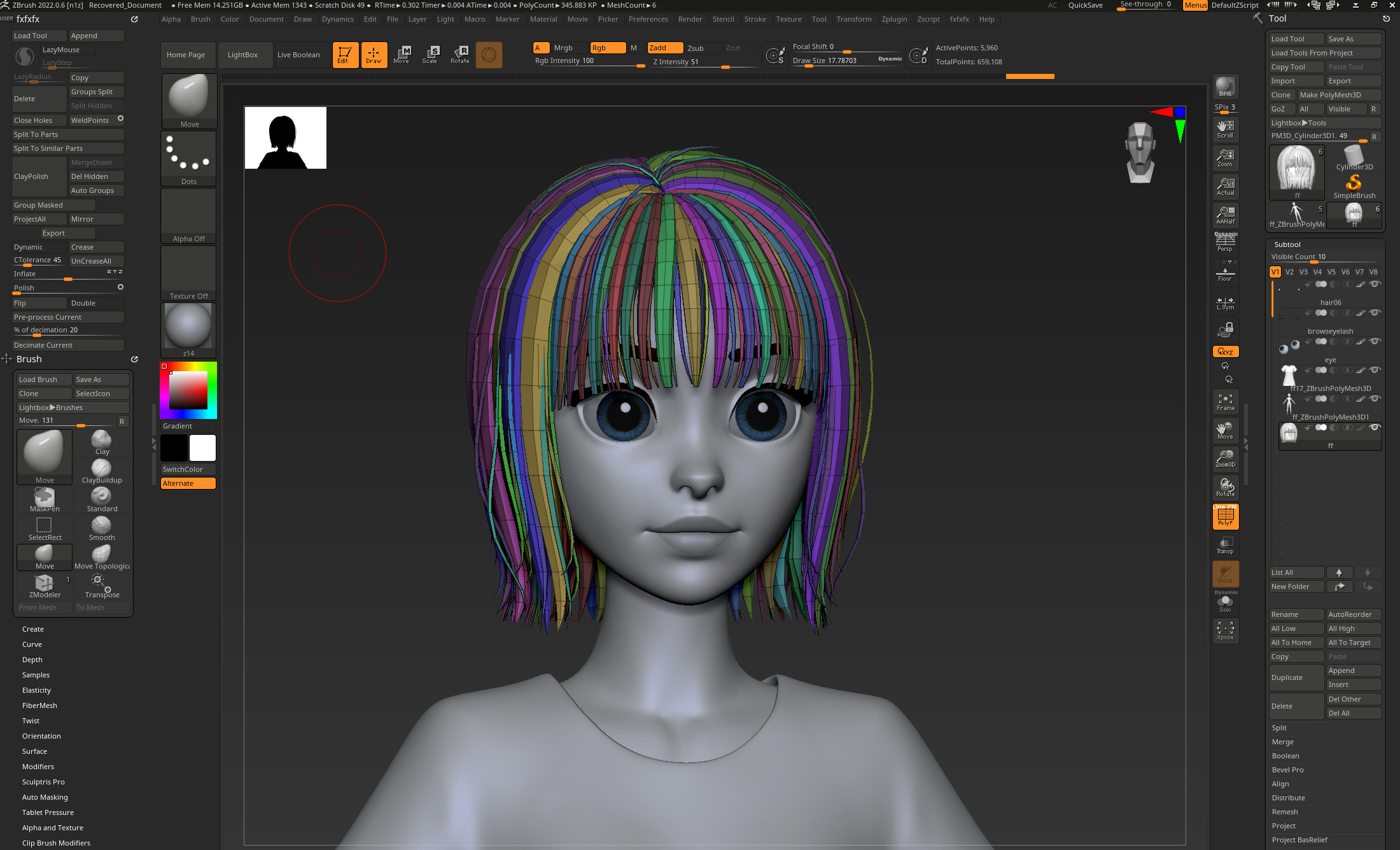 Highpoly and Lowpoly 12 cartoon Stylized Hair package14 Low-poly 3D model_21
