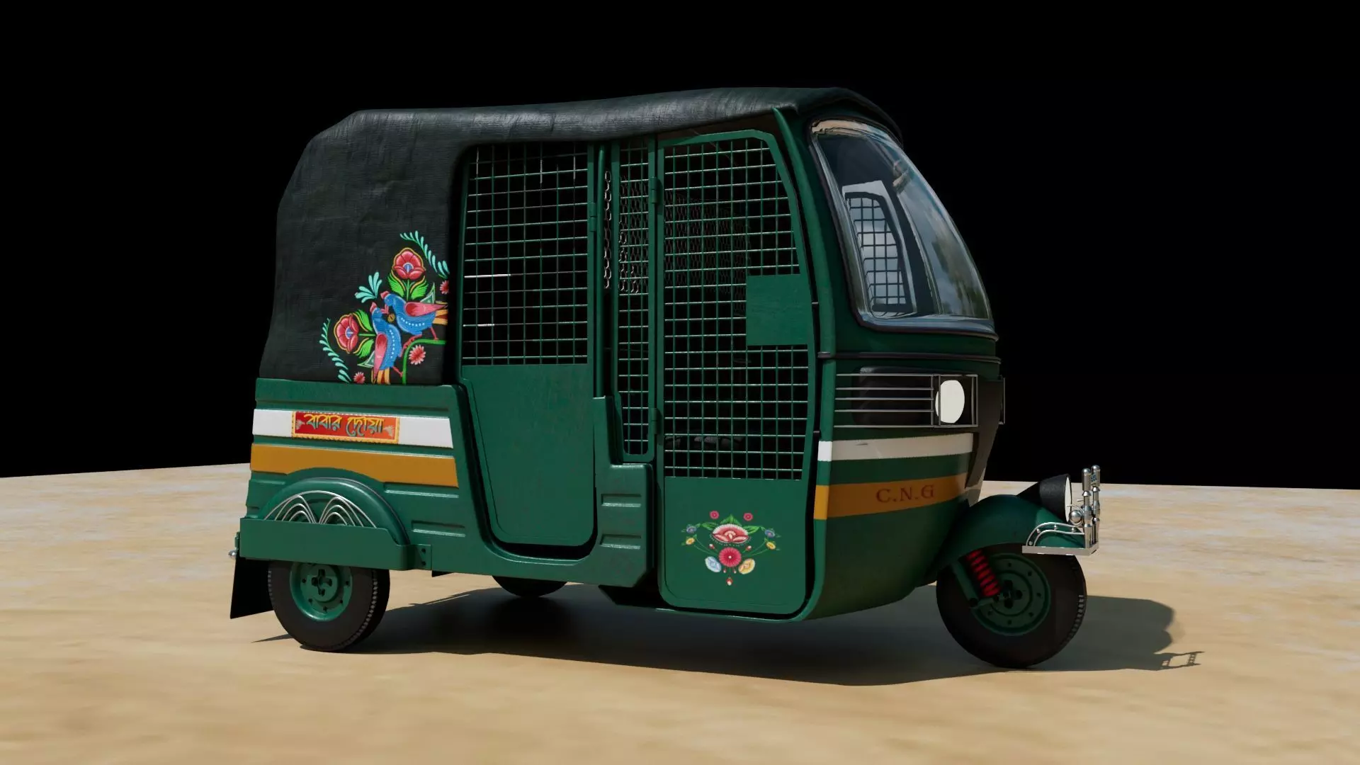 CNG Auto Rickshaw Texture and 3D model