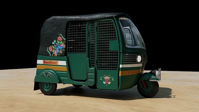 CNG Auto Rickshaw Texture and 3D model