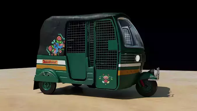 CNG Auto Rickshaw Texture and 3D model