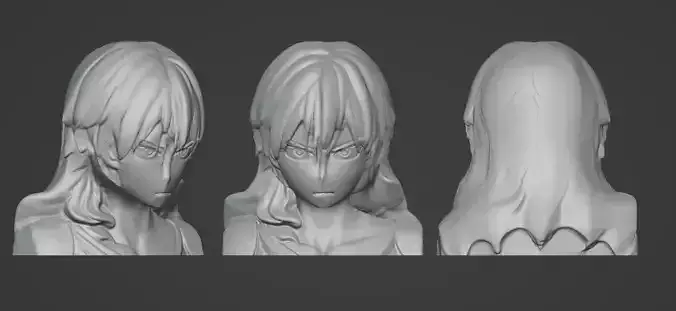 Anime-Inspired Dual-Element Face Bust - 3D Printable Model