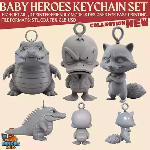 Cute Grumpies Collection 3Pack Character Keychain Set