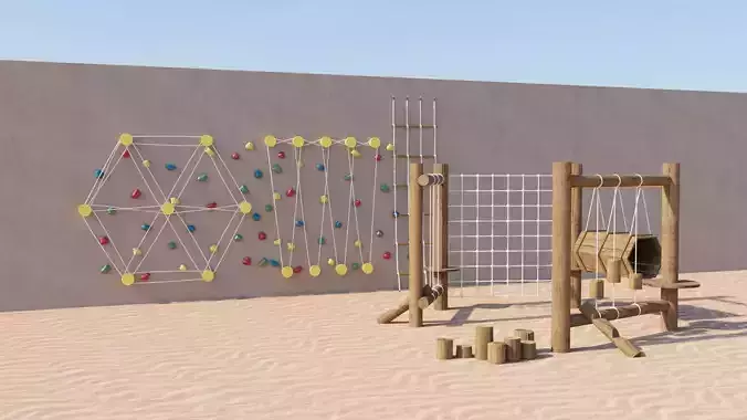 Outdoor Playground Climbing Set for Kids 3D Model