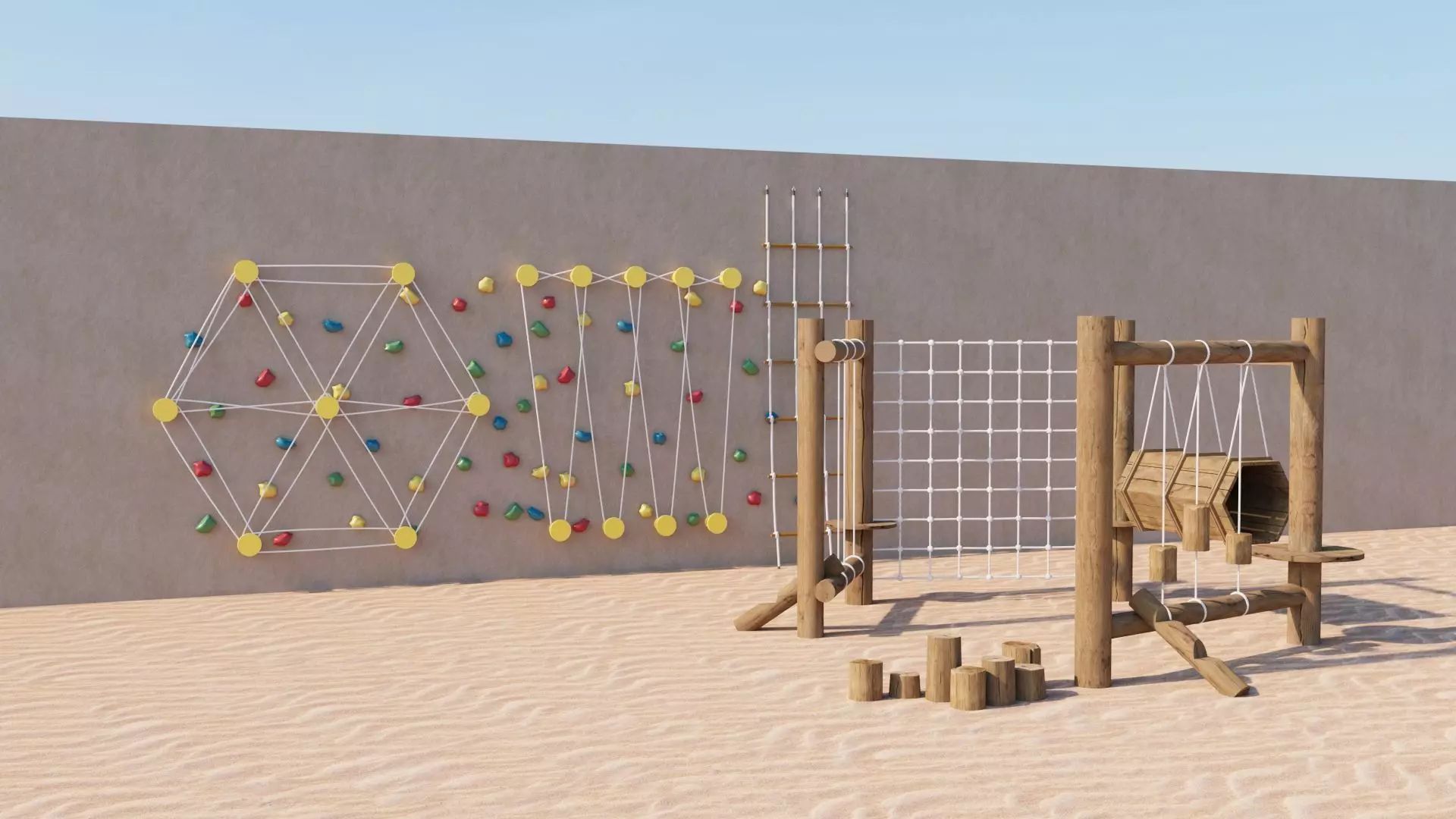 Outdoor Playground Climbing Set for Kids 3D Model 3D model_0