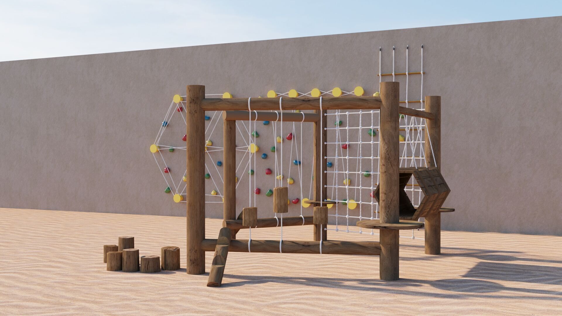 Outdoor Playground Climbing Set for Kids 3D Model 3D model_1