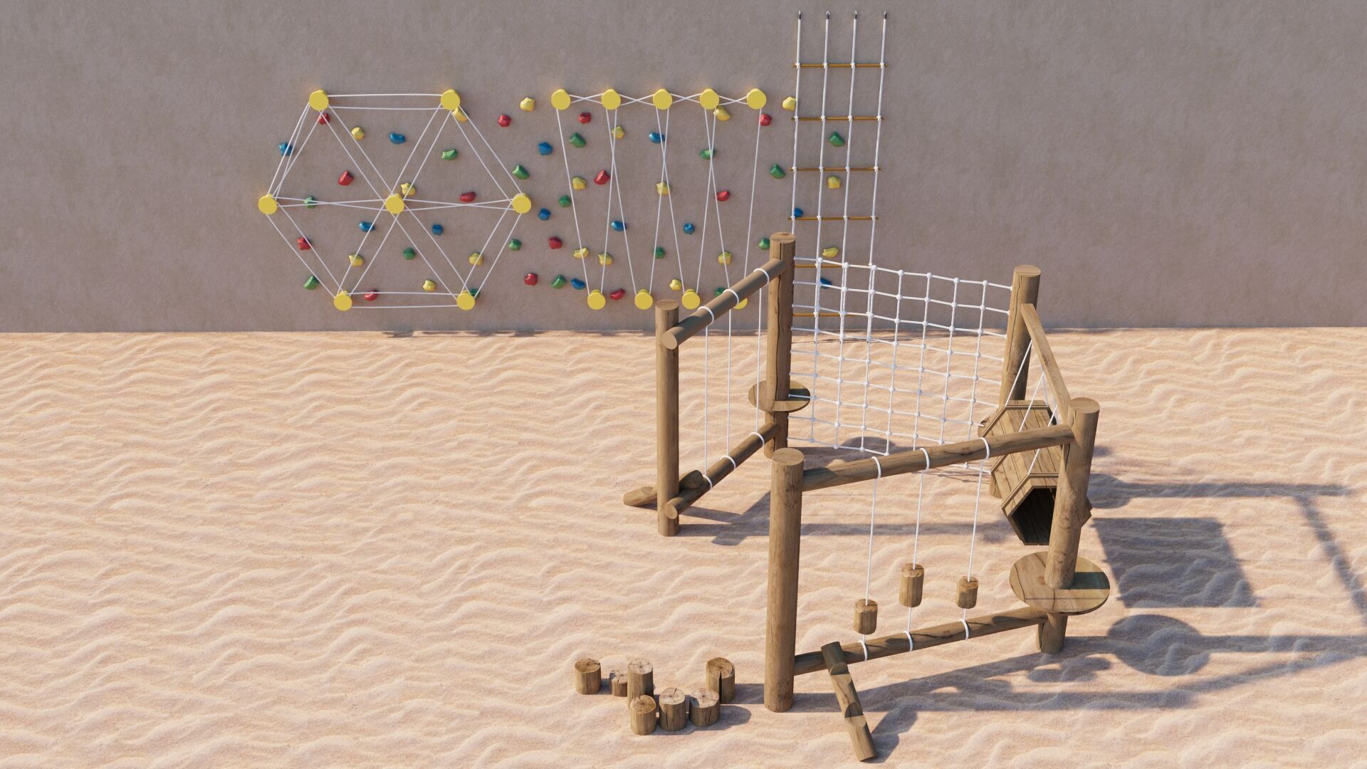 Outdoor Playground Climbing Set for Kids 3D Model 3D model_2