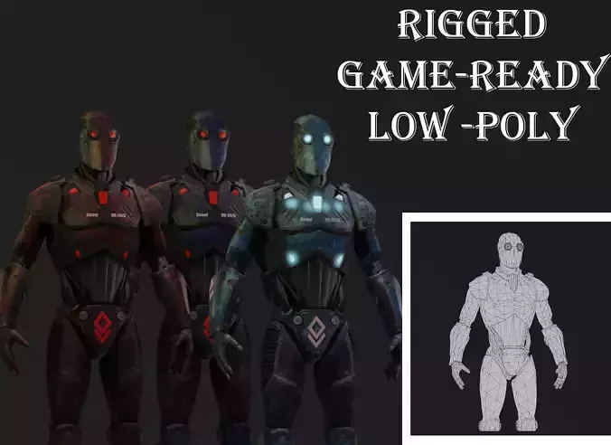 Cyber Hunter Robot Game-Ready Rigged Mech Unit