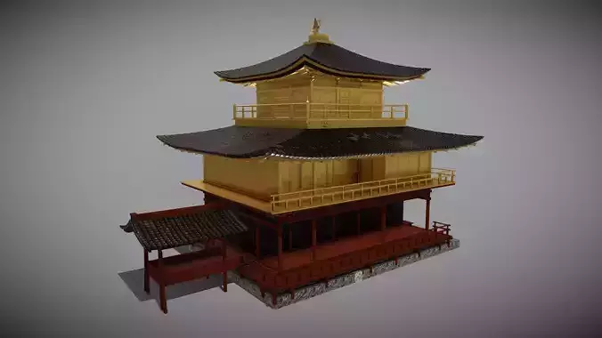 Kinkaku-ji Temple Low-poly 3D model