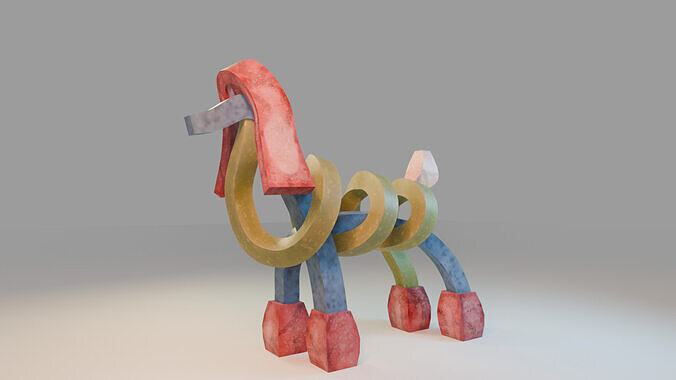 Ribbon Dog Sculpture - 3D Printable Art Model- 3D Decor Low-poly 3D print model