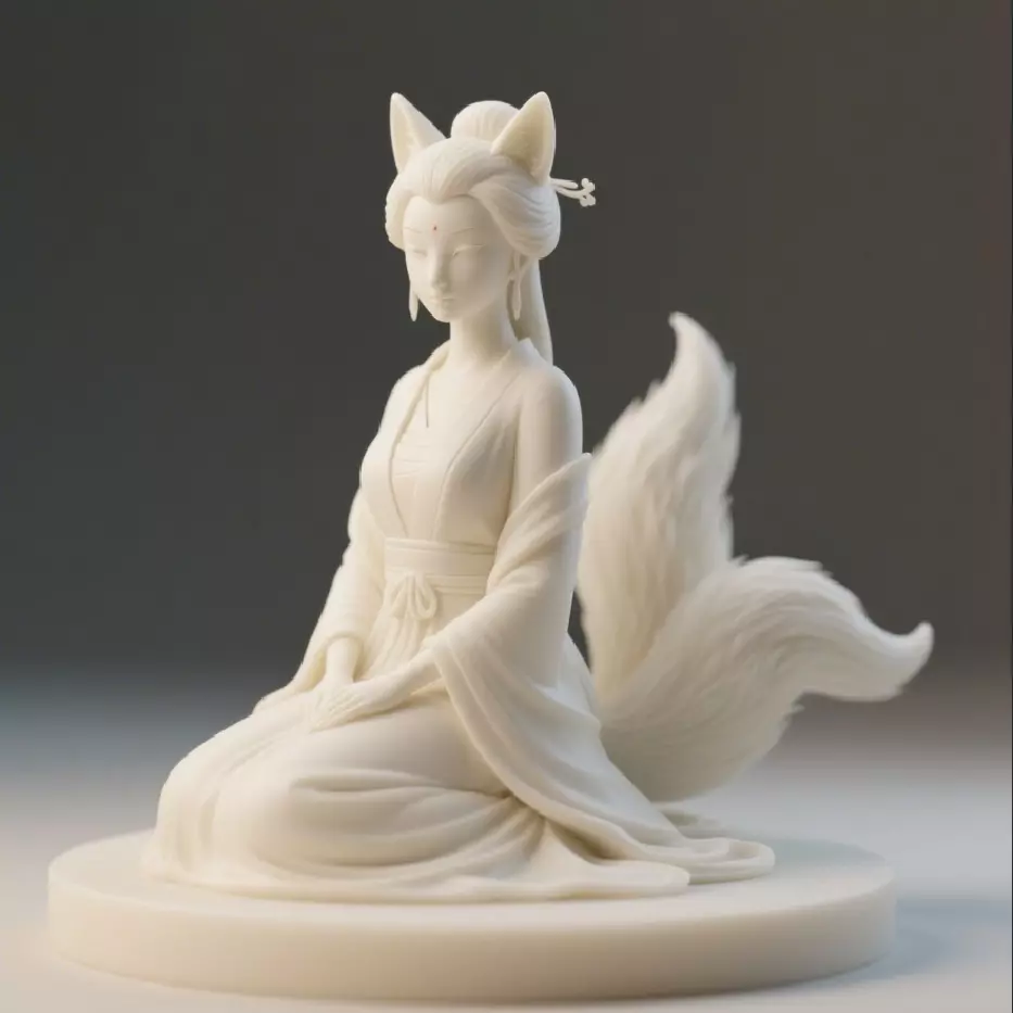 737 Fox Spirit Woman in Pu Song Ling Style fantasy wood 3D print model_0